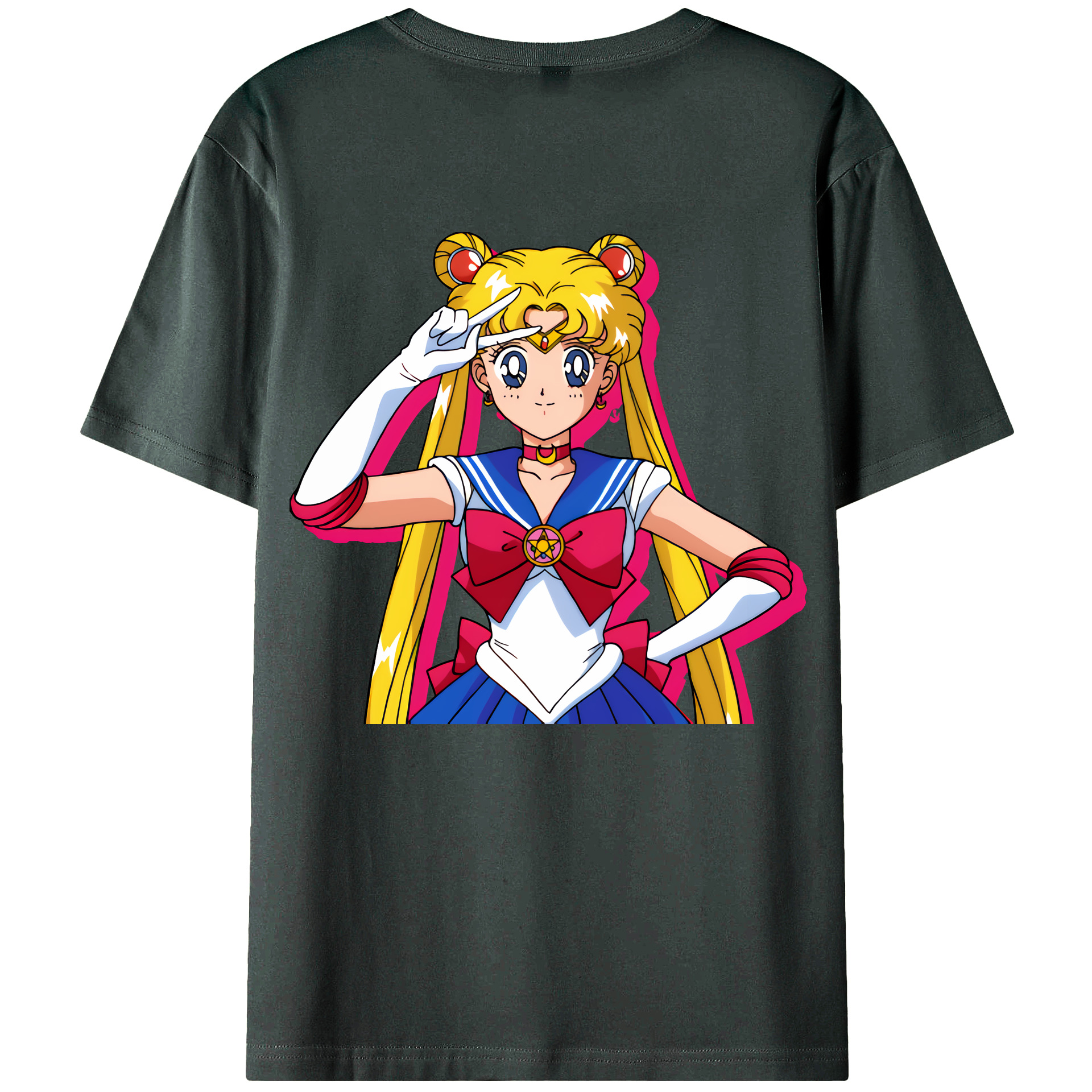 （画像用） 美少女戦士セーラームーン 月野 うさぎ つきの うさぎ Sailor Moon Tsukino Usagi 綿100％ メンズ半袖Tシャツ（バックプリント） 通気性
